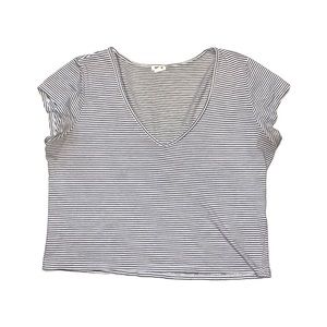 Garage black & white striped cropped short sleeved tee